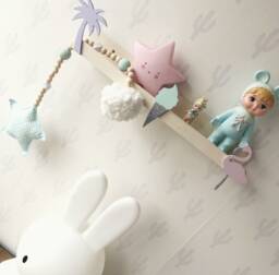 Small Wooden Shelf Decorating Pink Flemish Palm Trees Ice Cream
