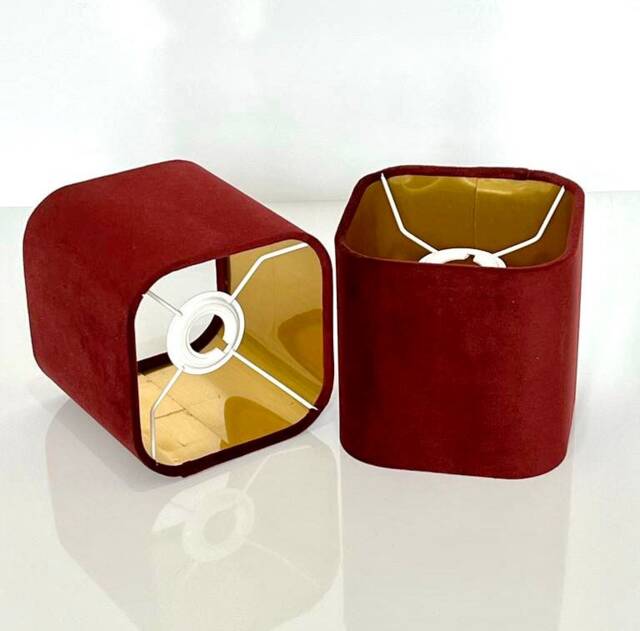 New Luxury Premium Quality Round Square Burgundy Red Upholstery Velvet Lamp & Pendant Shade -Burgundy - image 1