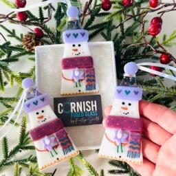 Girl Snowman Fused Glass Christmas Tree Decoration - Decoration, Cornwall, Cornish