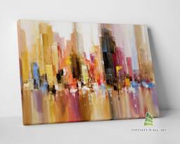Abstract City Skyline Canvas Art Print Wall Oil Painting Colourful Picture Framed Home Decor -D536 - thumbnail 1