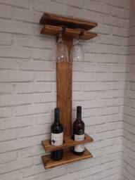Rustic Wine & Glass Holder Made From Reclaimed Pallet Wood, Home, Bar, Mancave - thumbnail 1