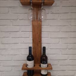 Rustic Wine & Glass Holder Made From Reclaimed Pallet Wood, Home, Bar, Mancave - thumbnail 2