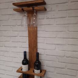 Rustic Wine & Glass Holder Made From Reclaimed Pallet Wood, Home, Bar, Mancave - thumbnail 4