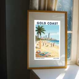 Gold Coast Beach Art Print - Australia Poster Queensland Wall Retro Australian Travel Living Room Office Decor - thumbnail 3