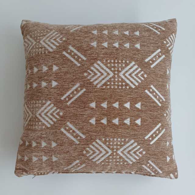 Moroccan Velvet Cushion Cover, Handmade Brocade Clay Brown Pillow Luxury Case, Decorative 16''x16''/40x40 cm - image 1