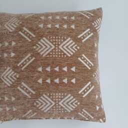 Moroccan Velvet Cushion Cover, Handmade Brocade Clay Brown Pillow Luxury Case, Decorative 16''x16''/40x40 cm - thumbnail 2