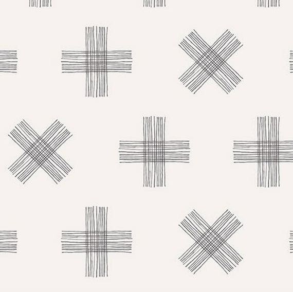 Minimalist Cross Print Fitted Crib Sheet - Neutral Baby Bedding - image 1