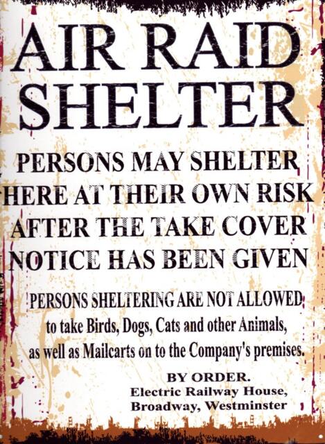Air Raid Shelter Metal Sign Retro Wwii Home Decor
