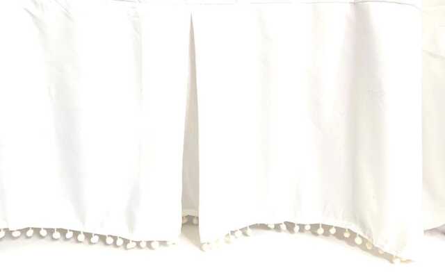 Wraparound White Pom Bed Skirt, Pleated Skirt, Flat Style Bed Skirt With Or Tassel Trim Sale, Skirt Sale - image 1