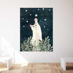 White Cat Poster, Custom Name, Celestial Wall Art, Pet Memorial Gift, Kitten Painting - thumbnail 3