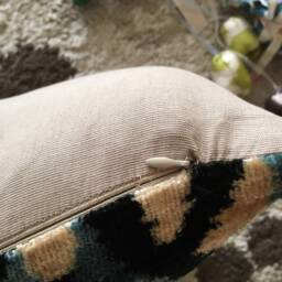 Blue Ikat Velvet Lumbar Pillow Cover Handwoven Ethnic Cushion - thumbnail 4