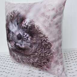 Hedgehog Cushion, Handmade Art Print Choice Of Cover Only Or + Pad - thumbnail 2