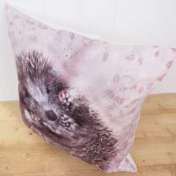 Hedgehog Cushion, Handmade Art Print Choice Of Cover Only Or + Pad - thumbnail 3