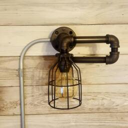 Industrial Lighting Scissoring Wall Light - Accordion Steampunk Sconce - Barn Lighting - Reading Bed Light - thumbnail 2