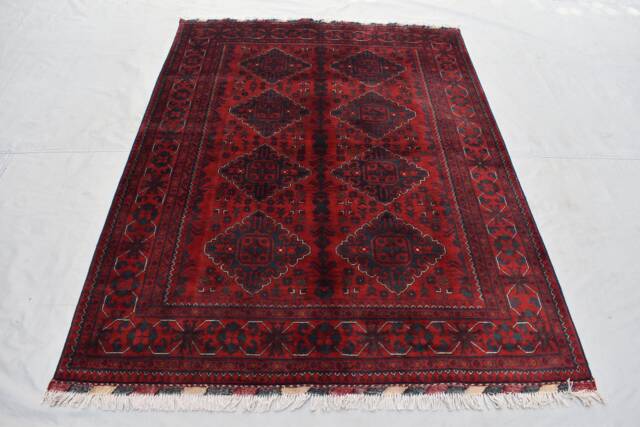 Handmade Afghan Wool Rug 6.8 X 4.11 Ft Turkmen Bokhara Carpet - image 1
