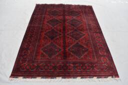 Handmade Afghan Wool Rug 6.8 X 4.11 Ft Turkmen Bokhara Carpet - thumbnail 1