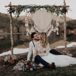 Boho Wedding Backdrop Large Tassels, Woven Cotton Wall Hanging - thumbnail 2