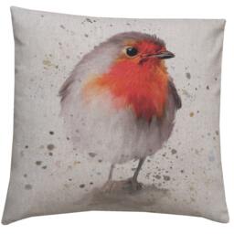 Handmade Christmas Country Animal Robin Red Bird Linen Throw Pillow Sham Cushion Cover - thumbnail 2