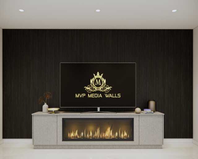 Media Wall Package - 2.4M Floor Standing Unit 60' Electric Fire - image 1
