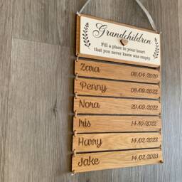 Personalised Grandchildren Sign Gift For Nana - Grandma Birthday Custom Grandkids Name Plaque Family Keepsake Wall Hanging - thumbnail 3