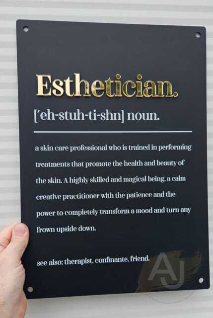 Esthetician Definition Acrylic Sign - Beauty Room Decor, Salon Wall Art - A3 - image 1