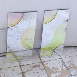 The Aqua Duo Reflector Mirrors - Set Of 2 Artistic Mirrors Funky Wall Art Acrylic Mirror Amorphic Retro Object D'art - thumbnail 2