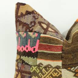 Vintage Turkish Kilim Pillow Cover 16In Patchwork Wool Cushion - thumbnail 3