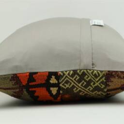 Vintage Turkish Kilim Pillow Cover 16In Patchwork Wool Cushion - thumbnail 4