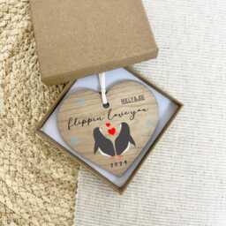 Personalized Penguin Couple Christmas Ornament Acrylic Bauble Gift - thumbnail 2