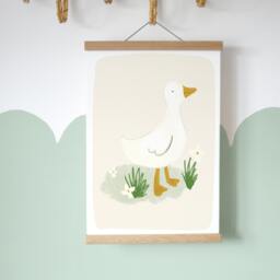 Puddle Duck Farm A4 A3 - Kid's Interior Print Girl's Room Print, Goose - thumbnail 2