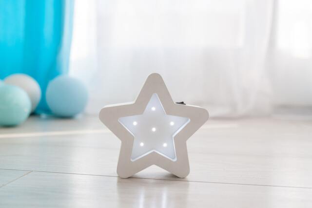 star Night Light Gift For Baby Nursery Bedding Kids Wall Decor Led Wood - image 1