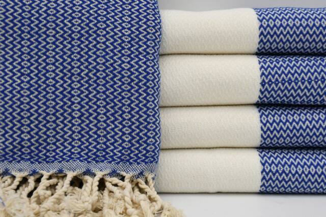 "Small Diamond Towel, Blue Peshtemal, Home Decor, Bath Towel, Turkish Towel, 37""x70" - image 1