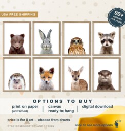 Baby Nursery Woodland Theme, Animal Prints, Forest Friends Nursery, Animals For Kids - thumbnail 1