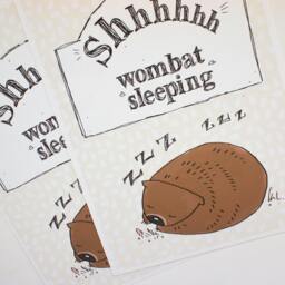 Australian Wombat Wall Art Print - Kids Nursery Decor Poss & Wom Animal Illustration - thumbnail 2