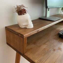 Bespoke Handmade Wooden Table/Desk. 120 X 60cm Industrial, Tapered Legs. Dark, Two Tire, Shelf, Monitors Stand, Computer Desk, Solid Wood - thumbnail 2