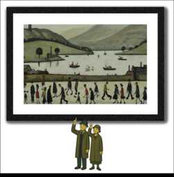 Lake Windermere Art - A3 Size Gicl??e Lowry Style Print. 47 X 35cm. Black Ash Frame - thumbnail 1