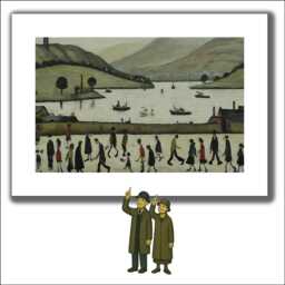 Lake Windermere Art - A3 Size Gicl??e Lowry Style Print. 47 X 35cm. Black Ash Frame - thumbnail 2