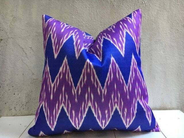 Silk Ikat Pillow Cover 24x24, Decorative Accent Cushion - image 1