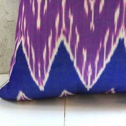Silk Ikat Pillow Cover 24x24, Decorative Accent Cushion - thumbnail 3