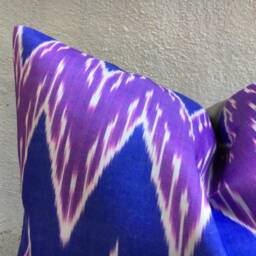 Silk Ikat Pillow Cover 24x24, Decorative Accent Cushion - thumbnail 2