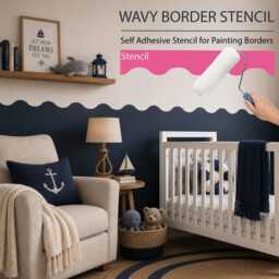 Wavy Border Adhesive Stencil Nursery Room Decor - thumbnail 2