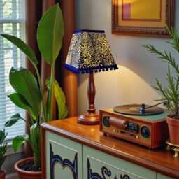 Traditional Leopard Print Tapered Square Table Lampshade Ceiling Pendants Candle Clip On Wall Lights - Animal Print Fabric Lamp Shades - thumbnail 3