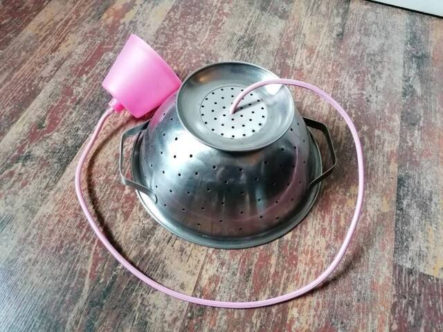 Original Kitchen Lamp Unique For The Country Upcycling Ancient Sieve in Shabby Chic Look Piece - image 1