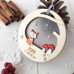 Personalised Christmas Woodland Bauble - Decoration Tree Cute Hedgehog - thumbnail 3