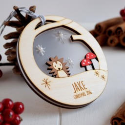 Personalised Christmas Woodland Bauble - Decoration Tree Cute Hedgehog - thumbnail 1