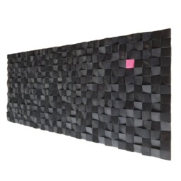 Black Large Wood Wall Art Modern 3D Wooden Mosaic Sculpture Panel - thumbnail 2