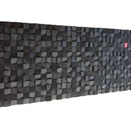 Black Large Wood Wall Art Modern 3D Wooden Mosaic Sculpture Panel - thumbnail 3