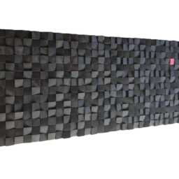 Black Large Wood Wall Art Modern 3D Wooden Mosaic Sculpture Panel - thumbnail 3