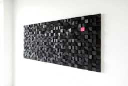 Black Large Wood Wall Art Modern 3D Wooden Mosaic Sculpture Panel - thumbnail 1