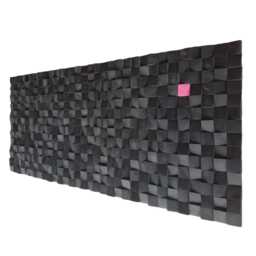 Black Large Wood Wall Art Modern 3D Wooden Mosaic Sculpture Panel - thumbnail 2